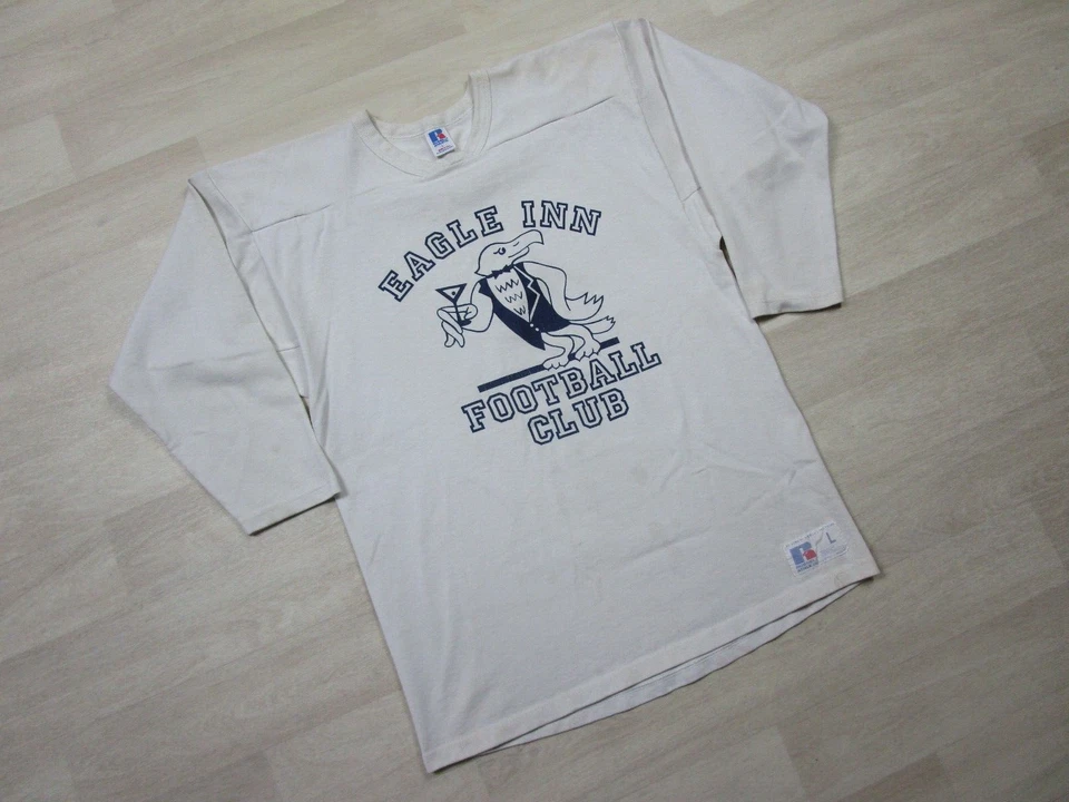 Vtg 80s Raglan Shirt (L) Russell Athletic Eagle Inn Football Club WV Wheeling - Image 2 of 4