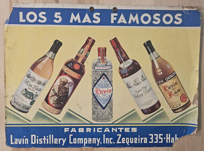 1940s LAVIN BACARDI DISTILLERY COMPANY RUM COLOUR CARDBOARD ADVERTISING ORIG