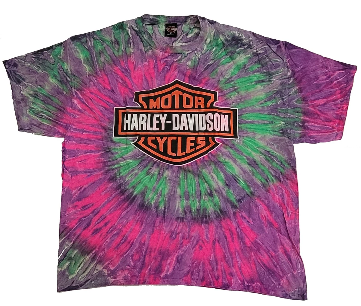 Vintage Harley Davidson Tie Dye Motorcycles Men T Shirt XL USA Made Short Sleeve