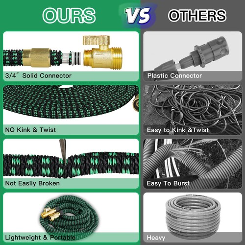 50ft Water Hose - Upgraded Leakproof Lightweight No-Kink Garden Hose, Flexible - Picture 3 of 4