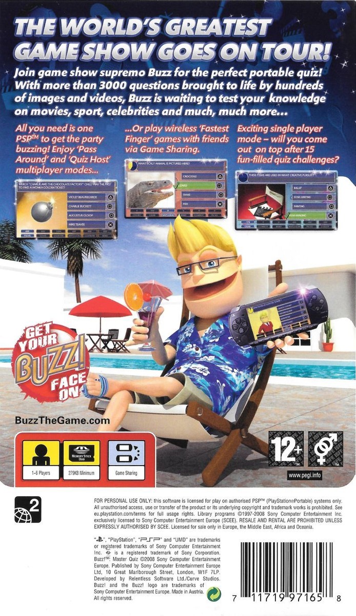 Buzz Master Quiz (2008) New Factory Sealed USA Sony