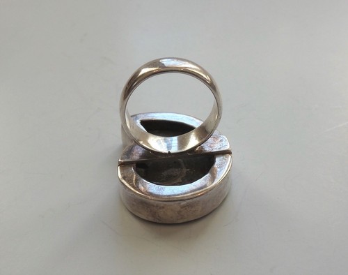 Sterling Silver Ladies Ring, Contemporary Design with Nautilus, Size 8.25 - Picture 4 of 8