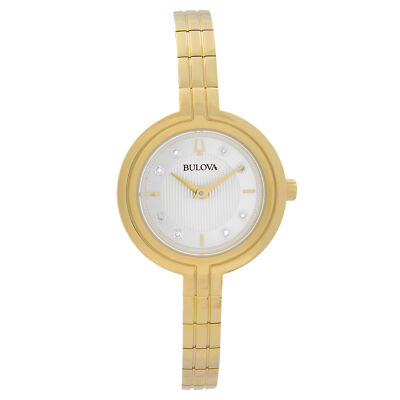 Bulova Rhapsody Gold-Tone Steel Silver Diamond Dial Quartz