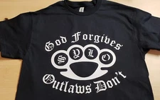 2 Sided Support your local Outlaws Biker Motorcycle MC t shirt outlaw Skull