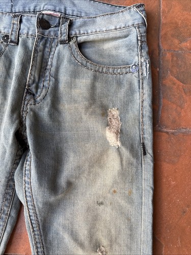 Y2K True Religion Ricky Super Distressed T Rope Jeans Men's 32 Made in USA - Picture 4 of 19