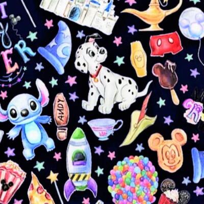 Best Day Ever Blue Mickey & Magic Kingdom Princess Friends Stitch SOFT Capri Leg