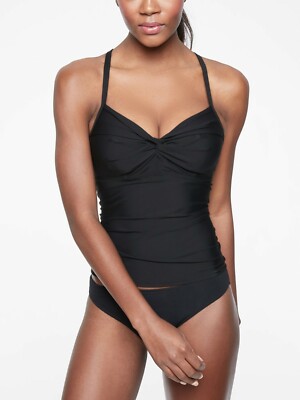 Athleta Twist Up Tankini Top, Size 36B/C Black