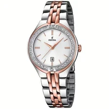 Solo Tempo Women's FESTINA F16868/2 Two-Tone Steel Crystal Watch