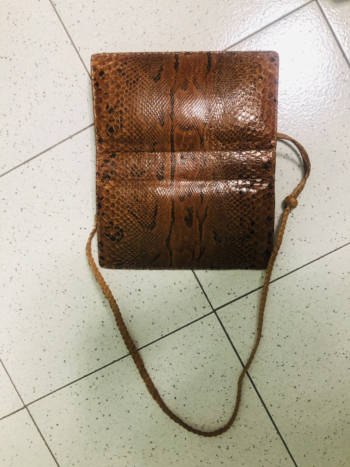 Stylish Vintage Python Snake Leather Shoulder Clu… - image 8