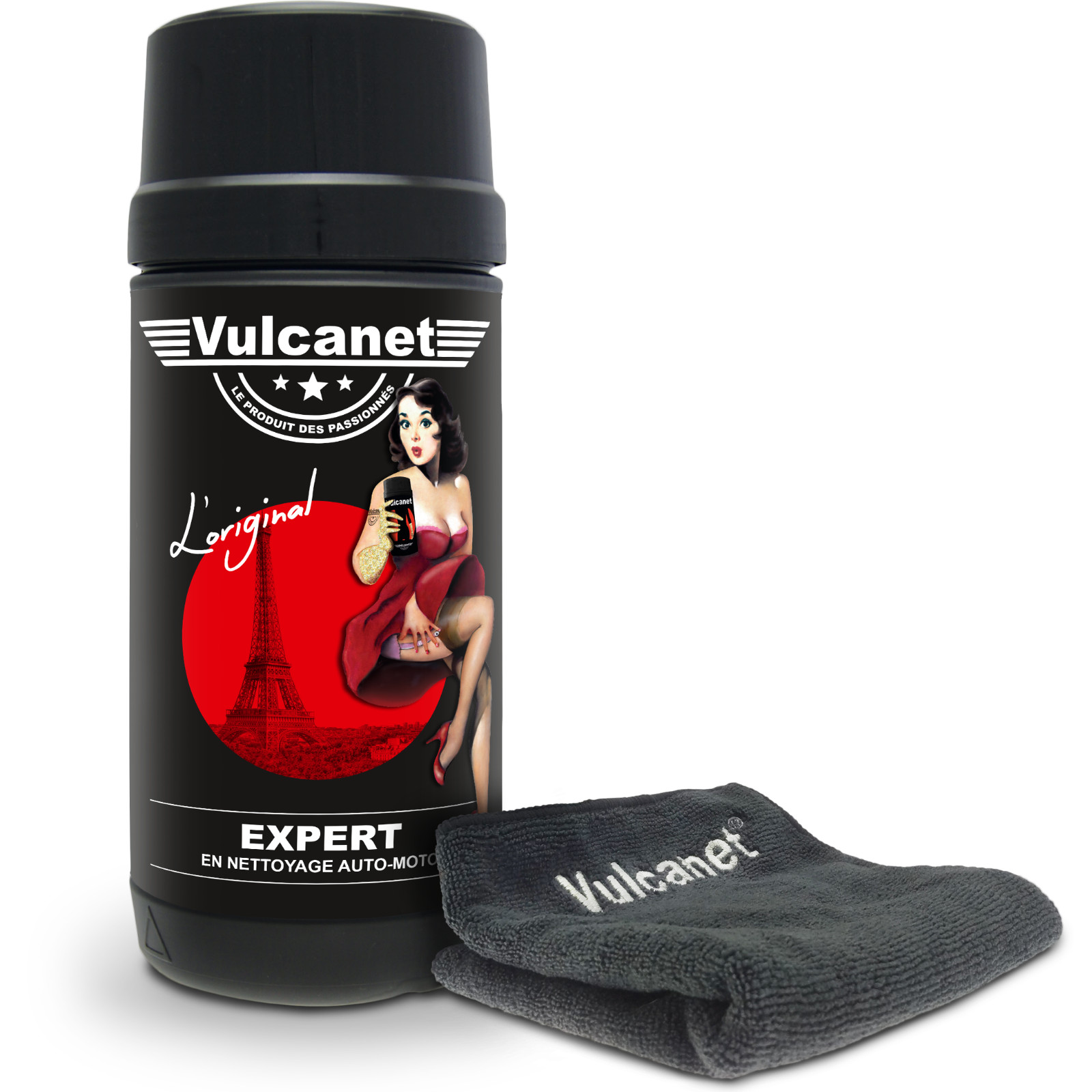 Nettoyant Vulcanet boîte 80 lingettes de lavage sans eau et microfibre pour carrosserie