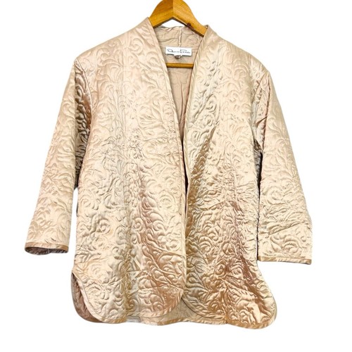 Oscar de la Renta leichte Steppjacke champagner gold Satin Small