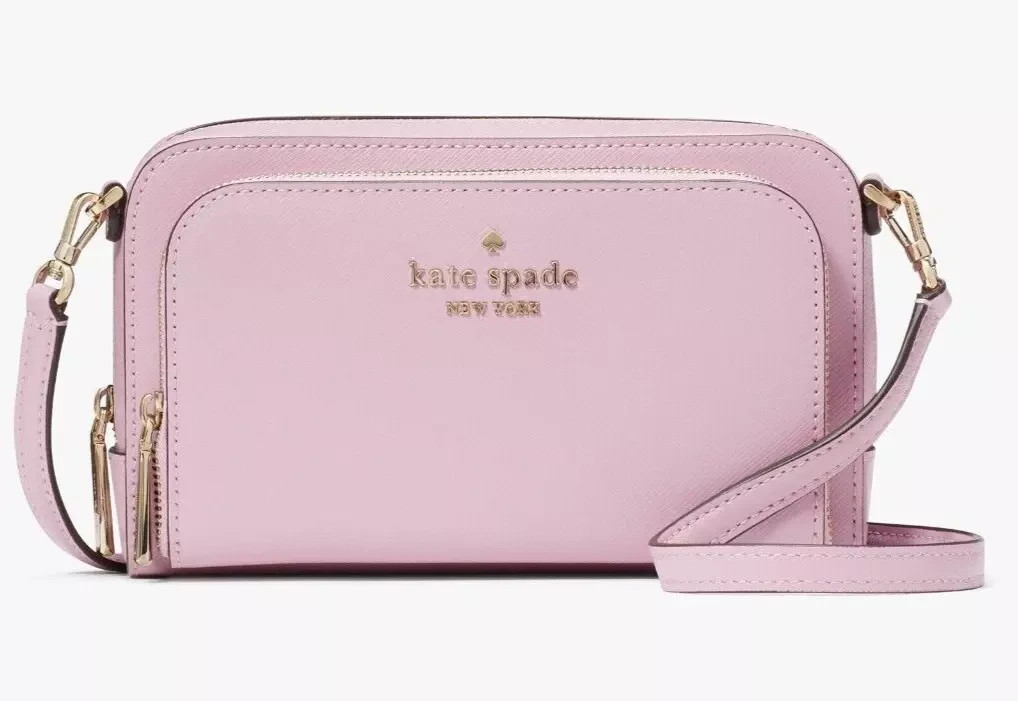 Kate Spade Dual Zip Around Crossbody Quartz Pink Leather WLR00410