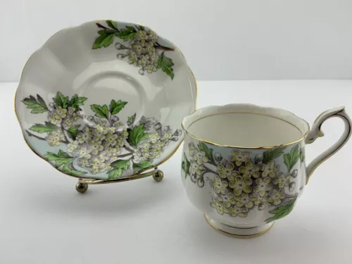 Vintage Royal Albert Bone China Flower of the Month "Hawthorn" Tea Cup & Saucer