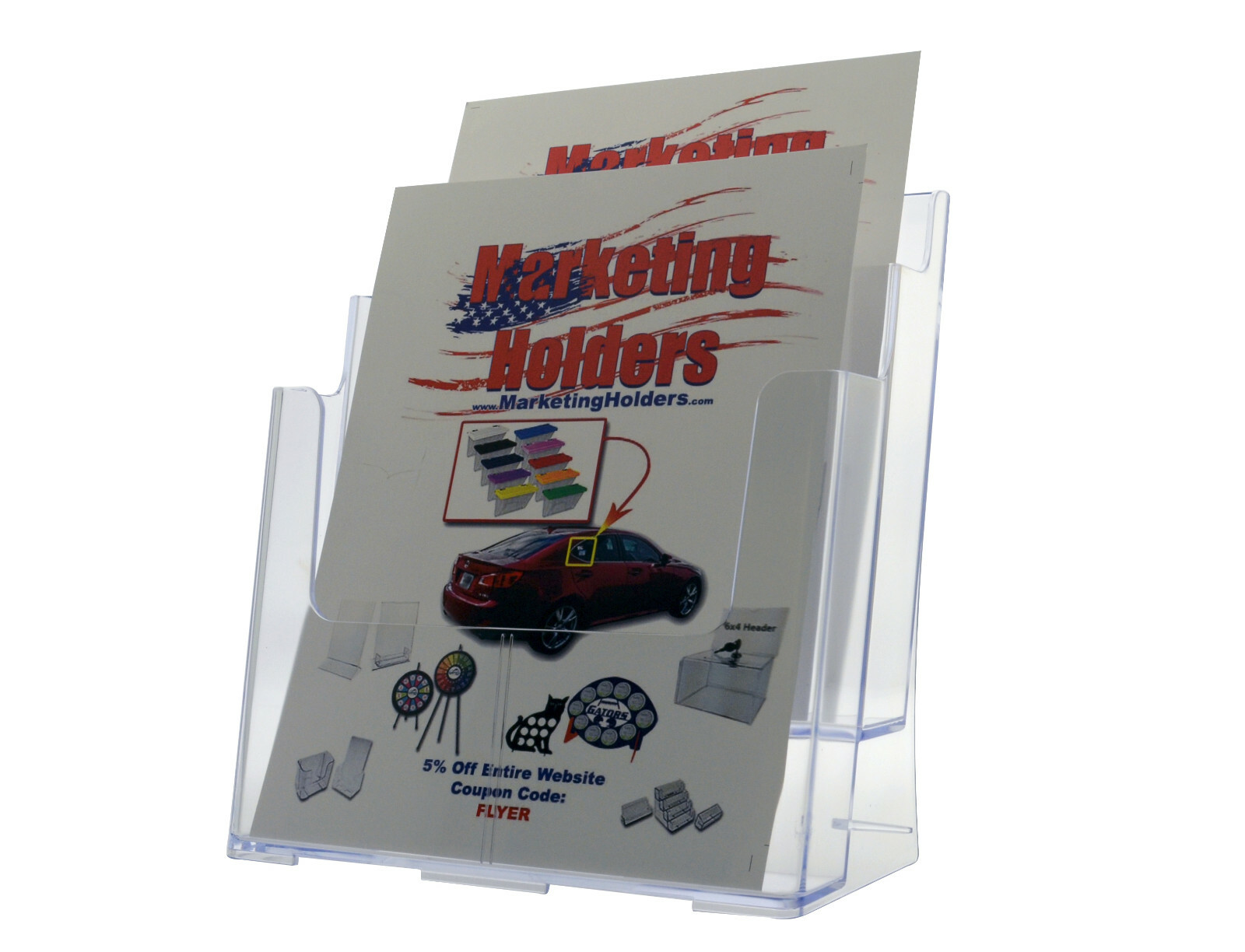 Large Brochure Holder 2 Tier 8.5 X 11 Space Saver Literature Display Stand