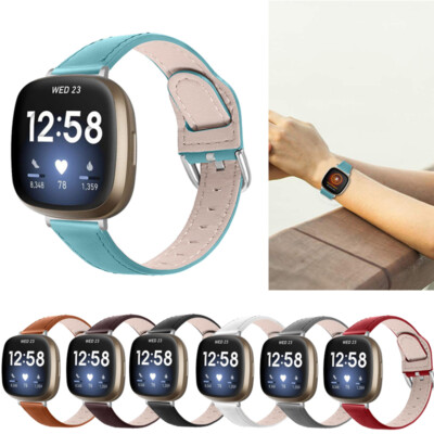 Genuine Leather Watch Band Strap Replacement Bracelet For Fitbit Versa 4/Sense 2