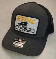STIHL Patch on Richardson 112 Trucker Hat Snapback Charcoal/Black 