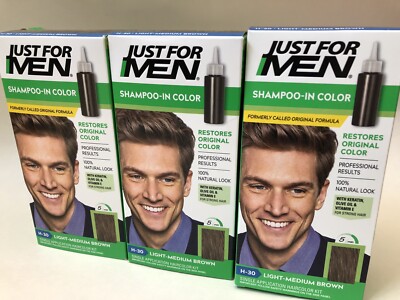 Just For Men Original Formula, H30 Light Medium Brown (Pack of 3)