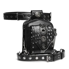 Steampunk Waist Bag Fanny Pack Thigh Holster Purse Gothic Leather Silver