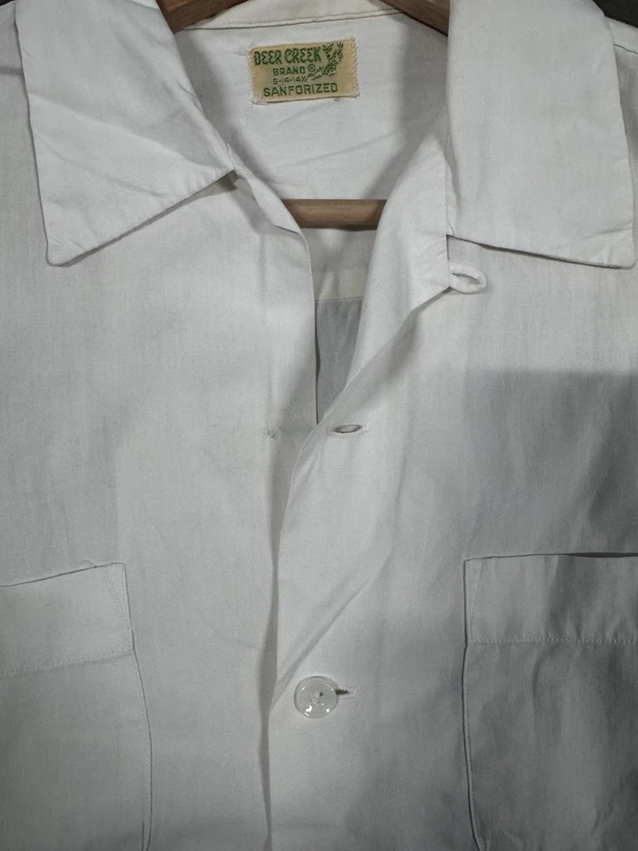 Camisa vintage de los años 50 y 60 blanca de algodón con cuello abotonado para hombre mediana” Foto 4 de 4