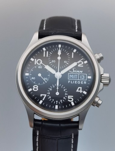 Sinn 356 FLIEGER Men Watch Black Dial Rare Day-Date Automatic ...