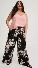 Torrid wide leg pull on black Alyssa floral p...
