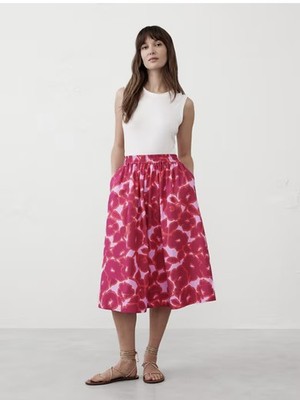 Banana Republic Women's Poplin Midi Skirt, Pink Floral, Size M Petite