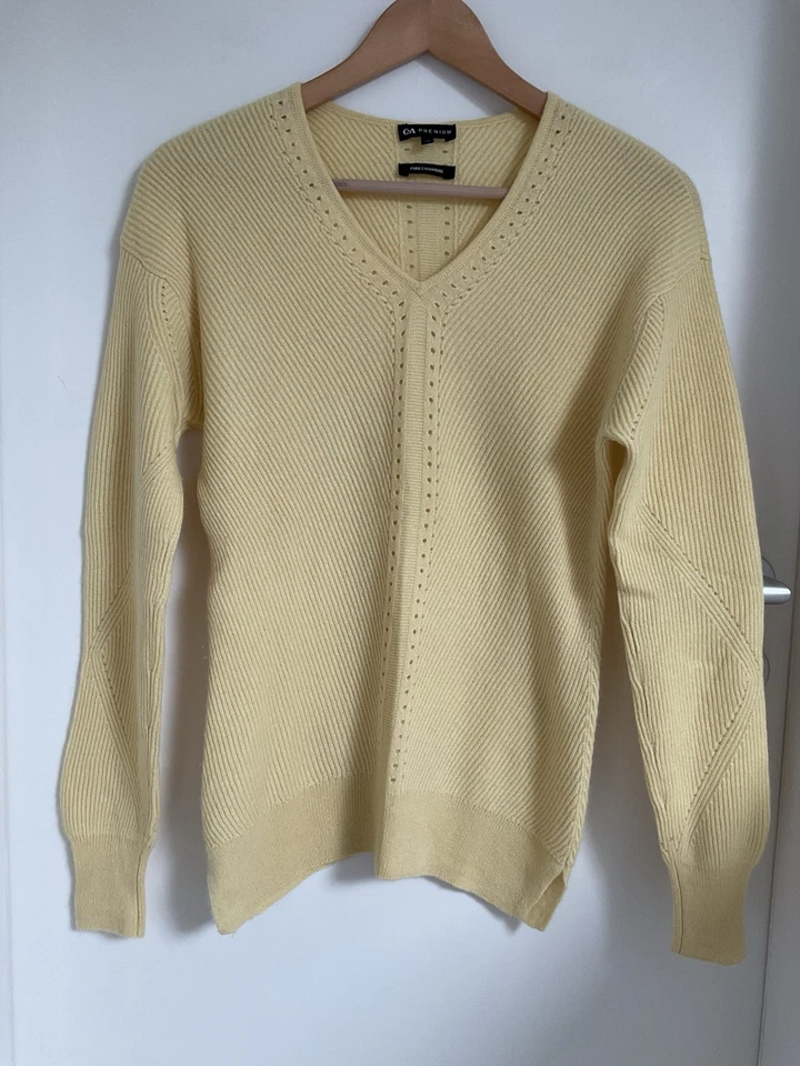 C&A Premium Pure Cashmere Damen Pullover Gr. XS Gelb 100% Kaschmir - Bild 3 von 4