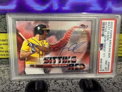 2022 Topps Archives Signature Series Matt Olson 2018 Finest Auto 1/1 PSA 8 NM-MT