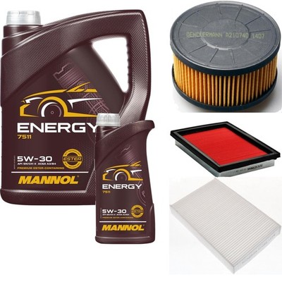 Inspektionspaket 6L Energy 5W-30 für Nissan Pulsar Schrägheck 1.2 DiG-T Juke