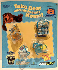 RARE 1999 Subway "Bear in the Big Blue Hose" Complete Toy Set with Display Board