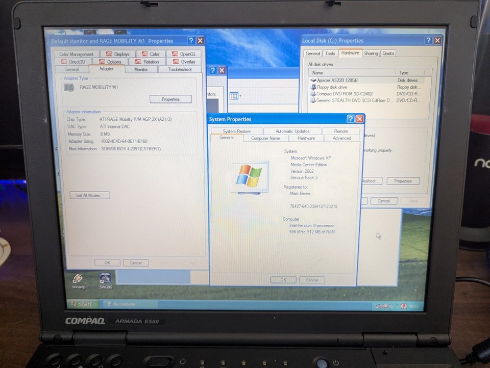 Compaq Armada E500 Vintage Retro Laptop Windows XP 120GB SSD ATI | eBay UK