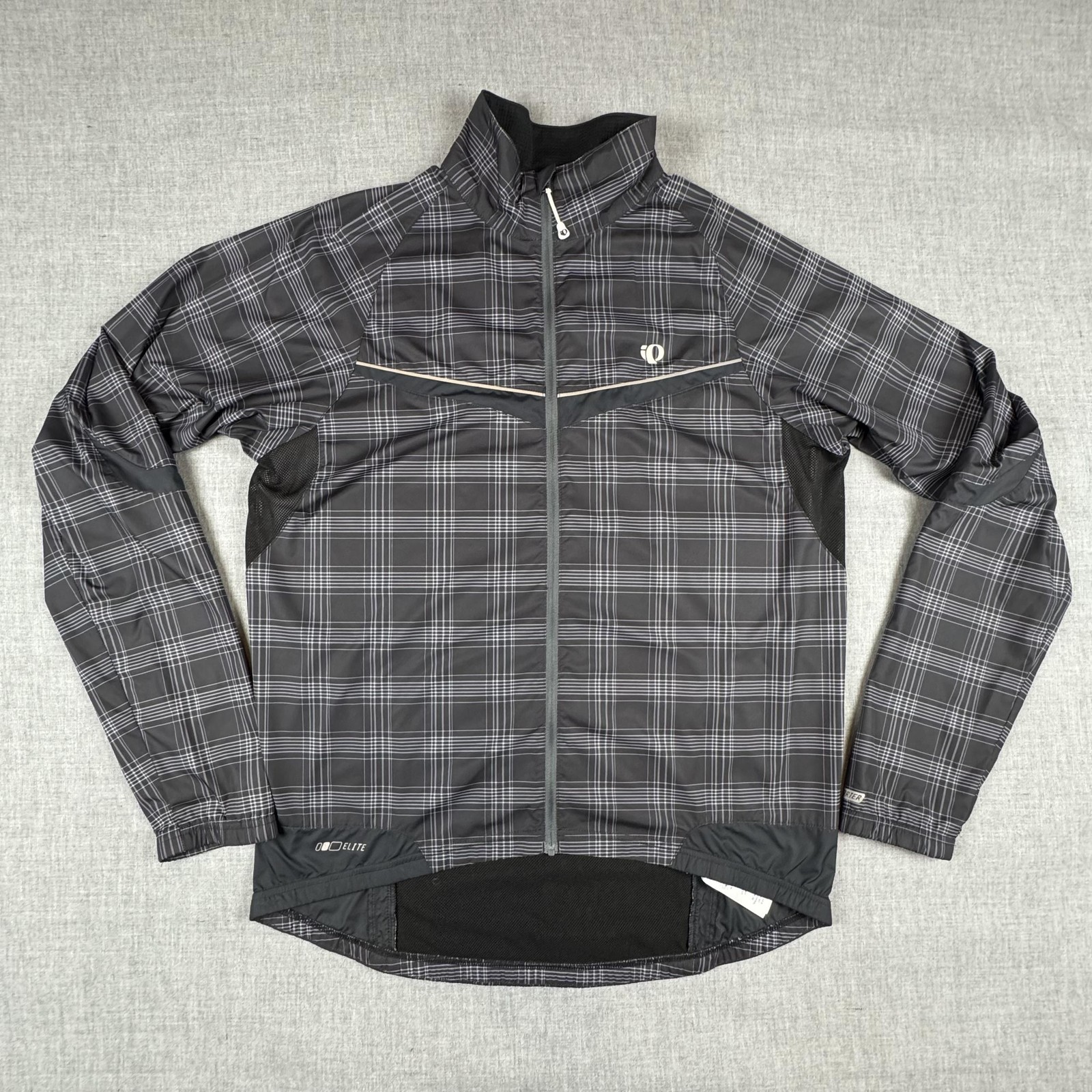 Pearl Izumi Elite Barrier Jacket Mens Large Gray Plaid Cycli