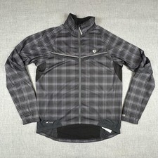 Pearl Izumi Elite Barrier Jacket Mens Large Gray Plaid Cycling Windbreaker Bike