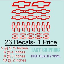 Chevy Bowtie Decal Mega Pack 26 Decals - One Price Free Shipping Diecut Vinyl