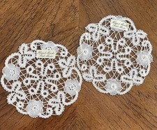 2pc 5.5   Round Hand Bobbin White Lace Cotton Doilies for Decorations Home Decor