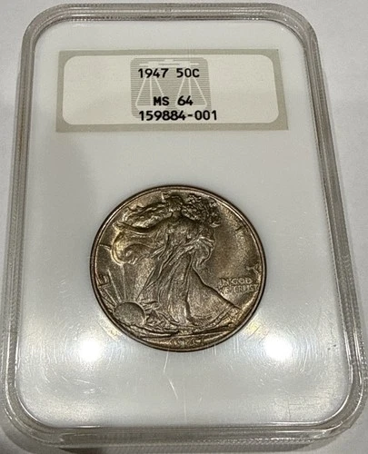 1947 Walking Liberty Half Dollar Scarce NGC MS64 Fatty Thick Holder (G13)