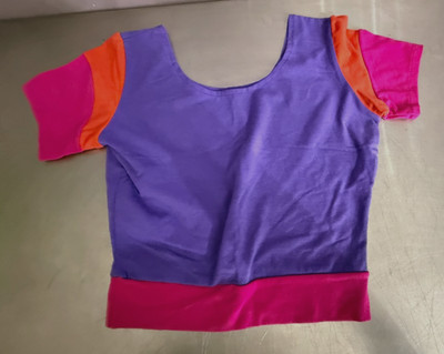 VTG 80s Flexatard Gilda Marx Crop Top Aerobics Dancewear Purple orang Pink L USA