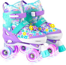 Rainbow Unicorn 4 Size Adjustable Roller Skates for Girls Boys for Kids Ages 3-5