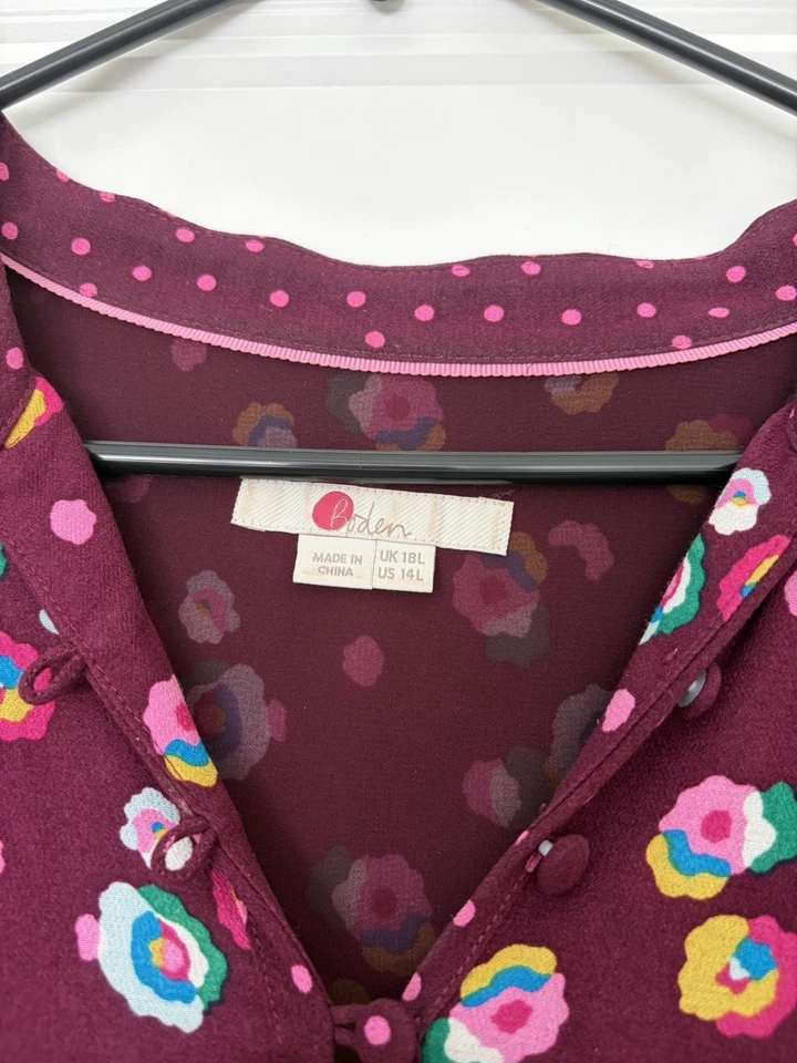 Vestido Boden Christina Retro Estampado Floral Lunares Desajustado Talla 14R Foto 2 de 4