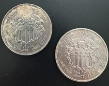 (2) 1974 Monark Silver Bullion Exchange 1 Troy Oz .999 Silver Rounds (Toning)