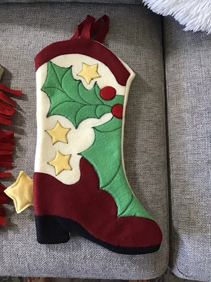"De colección, 4 botas vaqueras occidentales, medias de Navidad, fieltro, espuma 15""" Foto 2 de 4