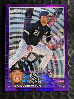 2023 Topps Chrome - Carlos Perez #133 Purple Sonar Refractor /275 (RC) White Sox