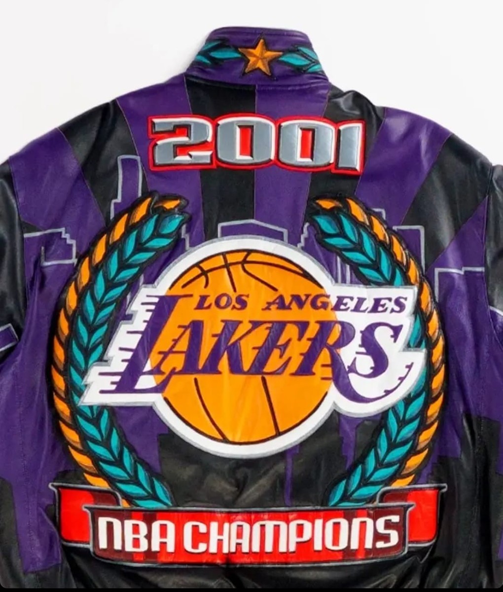 Los Angeles Lakers 2001 Champions Real Cowhide Leather Jacket-NBA