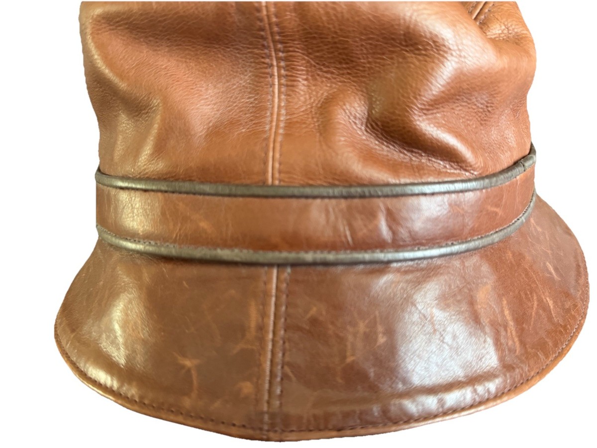 Vintage Coach Brown Leather Bucket Hat Size M/L Vintage Coach Leather Brown Bucket Hat | Mercari main image 2
