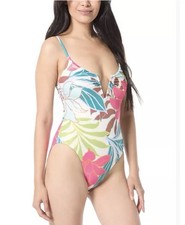 Vince Camuto Women's Tropical Floral Printed V-Wire One-Piece Swimsuit Size 8