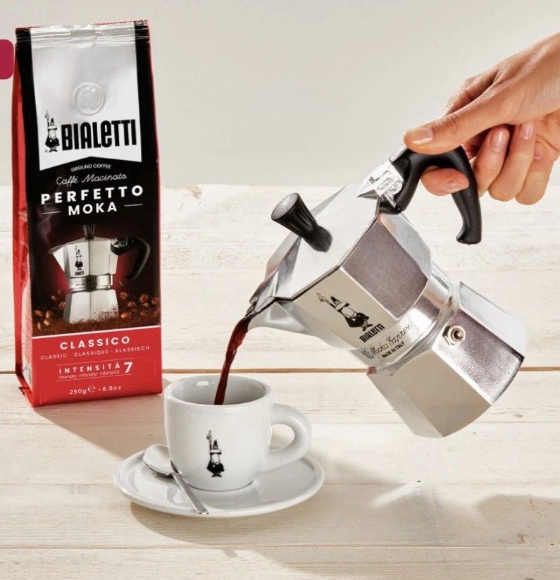 Moka Bialetti 3 Tazze Caffettiera Espresso - In Alluminio - Colore Argento - Immagine 4 di 4