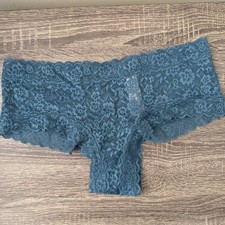 Victoria  s Secret Large Blue Floral Lace Cheeky Panties