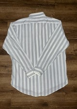 Vintage Christian Dior Monsieur Dress Shirt Men White and Blue Striped 16