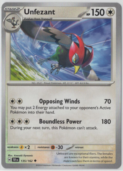 Pokemon - Unfezant 135/162 - Temporal Forces - NM/M