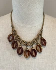 Vintage Signed MIRIAM HASKELL Gold Tone And Tortoise Lucite Necklace